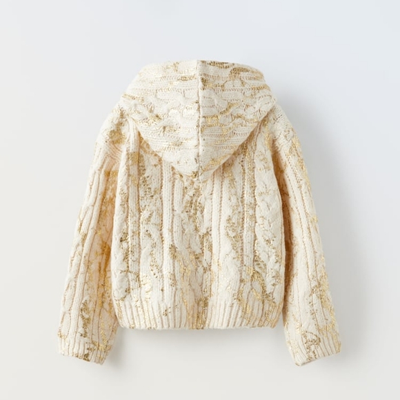ZARA HOODED KNIT FOIL SWEATER - Picture 2 of 3
